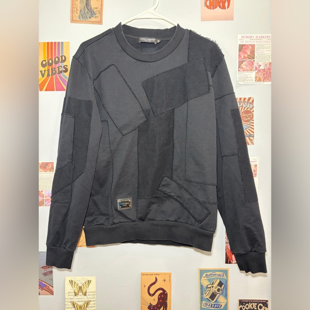 Dolce & Gabbana Men's Black Textured Crewneck Sweater